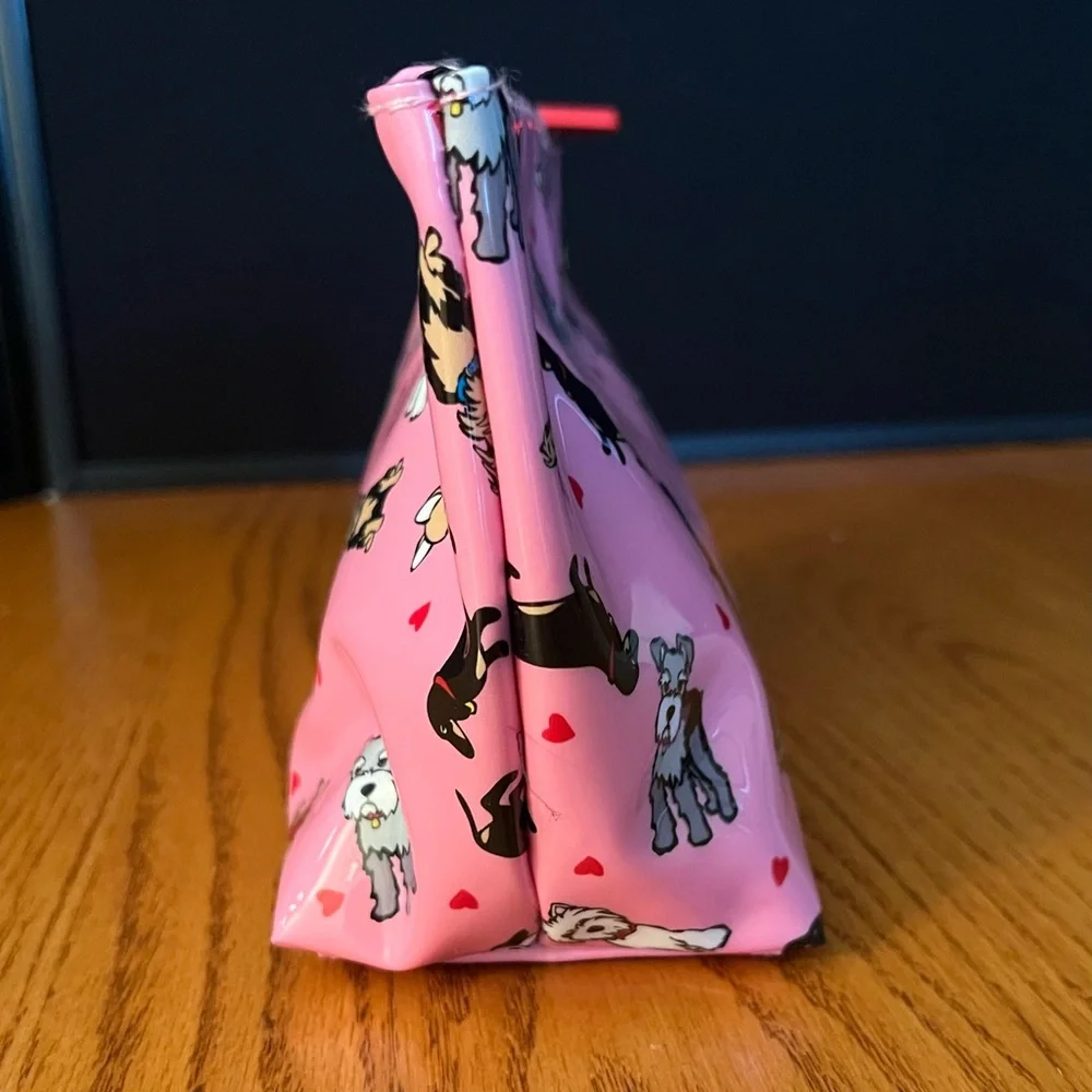 Marc Tetro Pink Dog Print Vinyl Makeup Bag